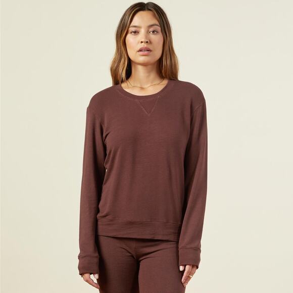 Monrow Supersoft Crew Neck Sweatshirt - S - Dark Oak - Picture 1 of 4